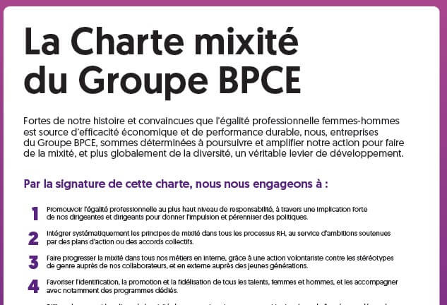 Charte Mixité : des engagements concrets pour le Groupe BPCE